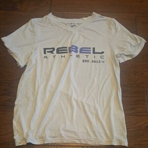 White Short Sleeve Tee with Rebel Print AXS